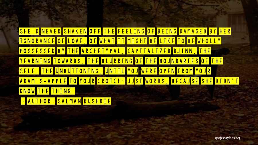 Salman Rushdie Quotes: She'd Never Shaken Off The Feeling Of Being Damaged By Her Ignorance Of Love, Of What It Might Be Like