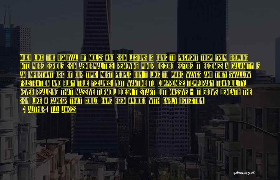 T.D. Jakes Quotes: Much Like The Removal Of Moles And Skin Lesions Is Done To Prevent Them From Growing Into More Serious Skin