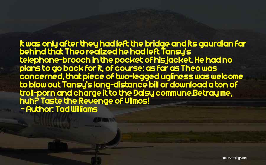 Tad Williams Quotes: It Was Only After They Had Left The Bridge And Its Gaurdian Far Behind That Theo Realized He Had Left