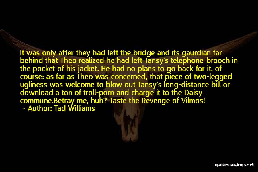 Tad Williams Quotes: It Was Only After They Had Left The Bridge And Its Gaurdian Far Behind That Theo Realized He Had Left