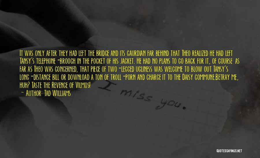 Tad Williams Quotes: It Was Only After They Had Left The Bridge And Its Gaurdian Far Behind That Theo Realized He Had Left