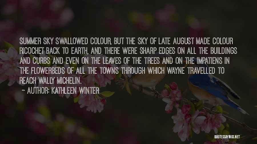 Kathleen Winter Quotes: Summer Sky Swallowed Colour, But The Sky Of Late August Made Colour Ricochet Back To Earth, And There Were Sharp