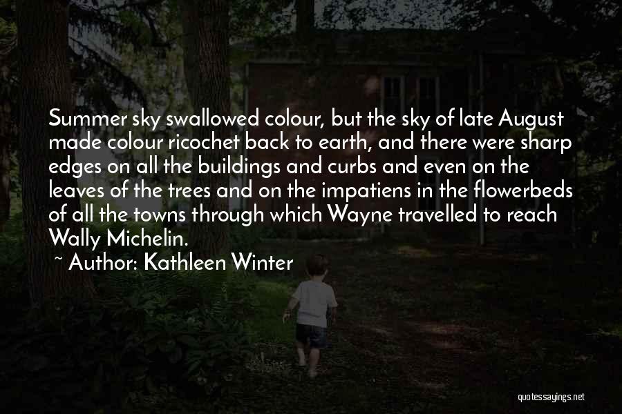 Kathleen Winter Quotes: Summer Sky Swallowed Colour, But The Sky Of Late August Made Colour Ricochet Back To Earth, And There Were Sharp