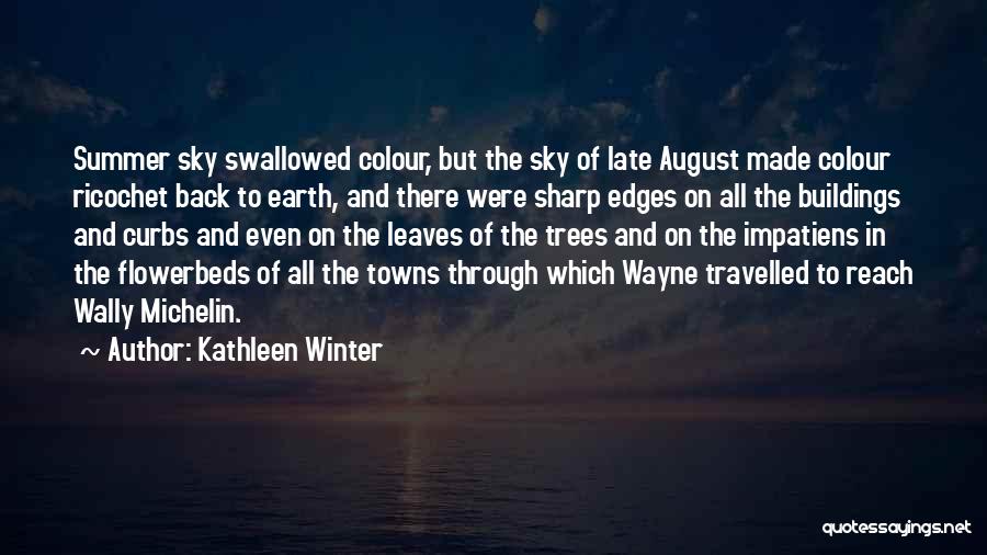 Kathleen Winter Quotes: Summer Sky Swallowed Colour, But The Sky Of Late August Made Colour Ricochet Back To Earth, And There Were Sharp