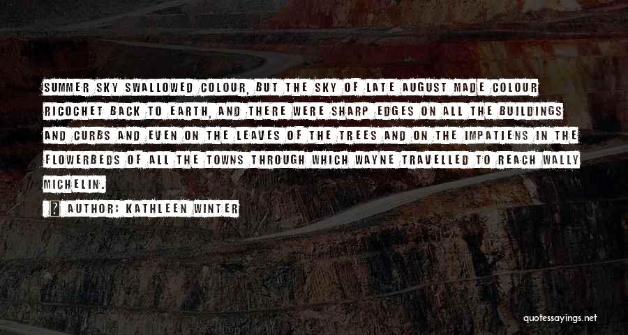 Kathleen Winter Quotes: Summer Sky Swallowed Colour, But The Sky Of Late August Made Colour Ricochet Back To Earth, And There Were Sharp