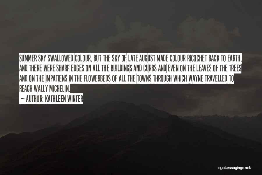 Kathleen Winter Quotes: Summer Sky Swallowed Colour, But The Sky Of Late August Made Colour Ricochet Back To Earth, And There Were Sharp