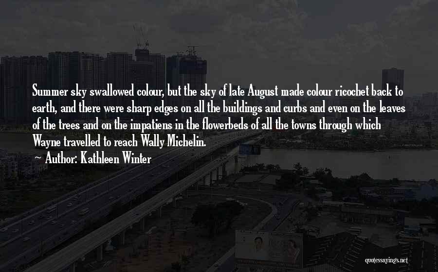 Kathleen Winter Quotes: Summer Sky Swallowed Colour, But The Sky Of Late August Made Colour Ricochet Back To Earth, And There Were Sharp