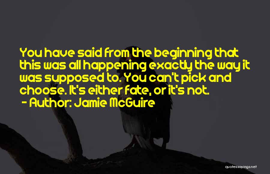 Jamie McGuire Quotes: You Have Said From The Beginning That This Was All Happening Exactly The Way It Was Supposed To. You Can't