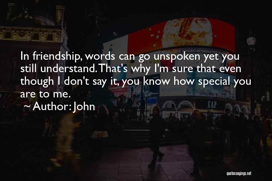 John Quotes: In Friendship, Words Can Go Unspoken Yet You Still Understand. That's Why I'm Sure That Even Though I Don't Say
