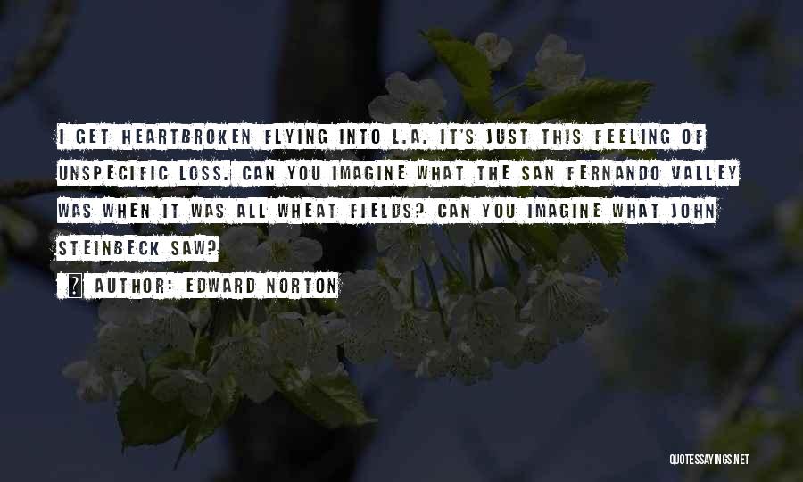 Edward Norton Quotes: I Get Heartbroken Flying Into L.a. It's Just This Feeling Of Unspecific Loss. Can You Imagine What The San Fernando