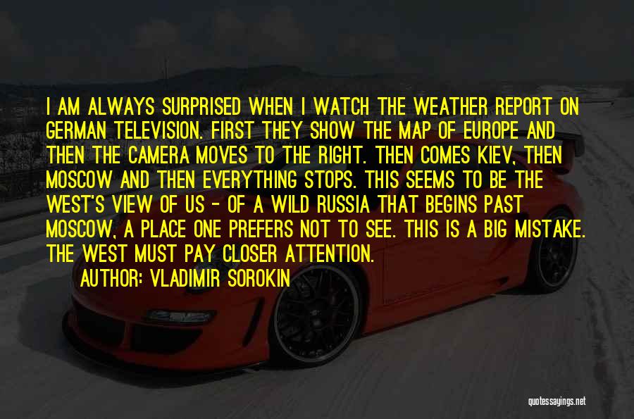 Vladimir Sorokin Quotes: I Am Always Surprised When I Watch The Weather Report On German Television. First They Show The Map Of Europe