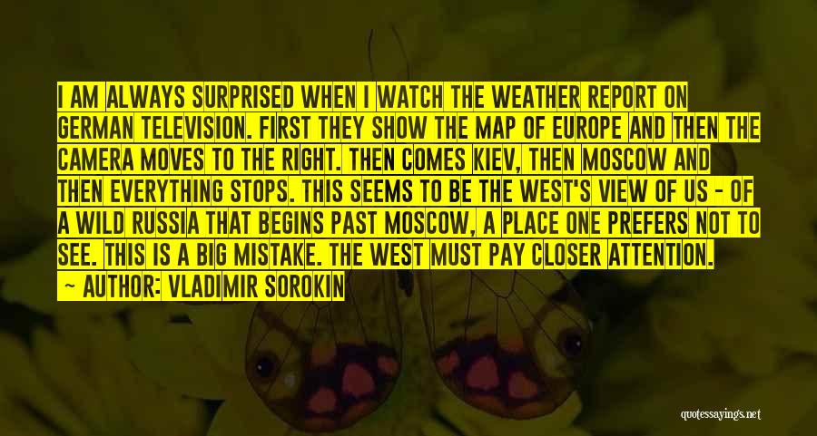 Vladimir Sorokin Quotes: I Am Always Surprised When I Watch The Weather Report On German Television. First They Show The Map Of Europe