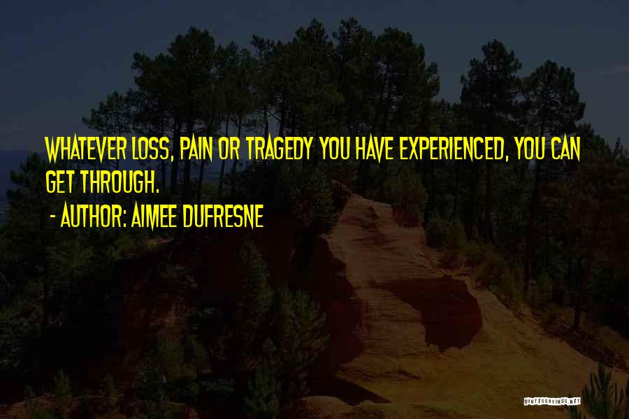Aimee DuFresne Quotes: Whatever Loss, Pain Or Tragedy You Have Experienced, You Can Get Through.