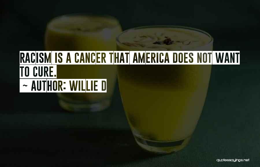 Willie D Quotes: Racism Is A Cancer That America Does Not Want To Cure.