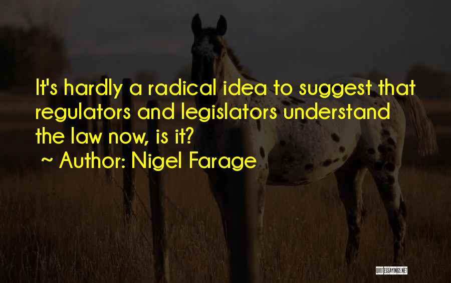 Nigel Farage Quotes: It's Hardly A Radical Idea To Suggest That Regulators And Legislators Understand The Law Now, Is It?