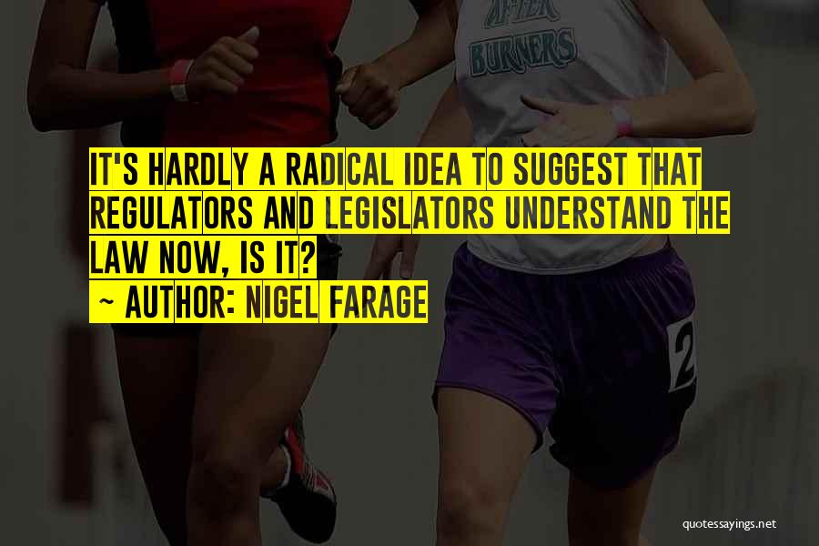 Nigel Farage Quotes: It's Hardly A Radical Idea To Suggest That Regulators And Legislators Understand The Law Now, Is It?