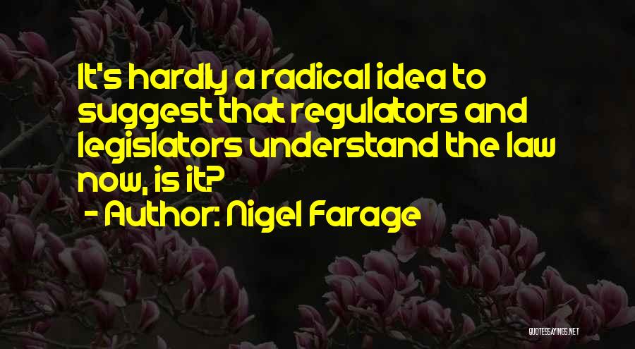 Nigel Farage Quotes: It's Hardly A Radical Idea To Suggest That Regulators And Legislators Understand The Law Now, Is It?