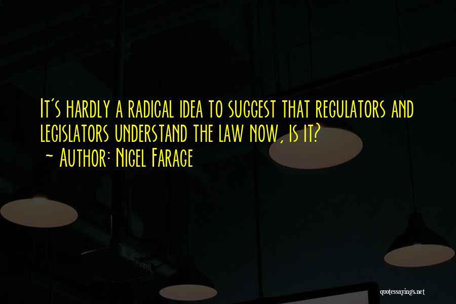 Nigel Farage Quotes: It's Hardly A Radical Idea To Suggest That Regulators And Legislators Understand The Law Now, Is It?