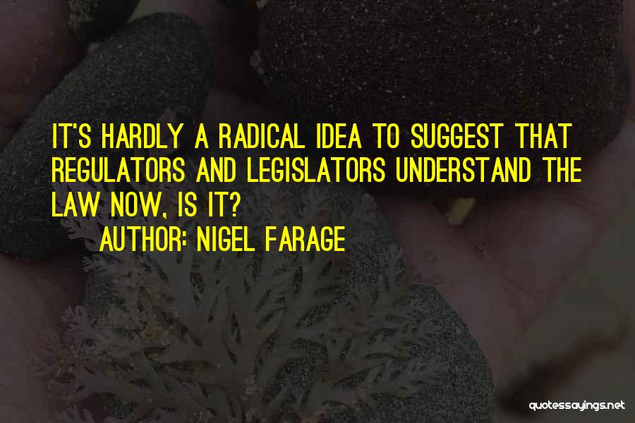 Nigel Farage Quotes: It's Hardly A Radical Idea To Suggest That Regulators And Legislators Understand The Law Now, Is It?