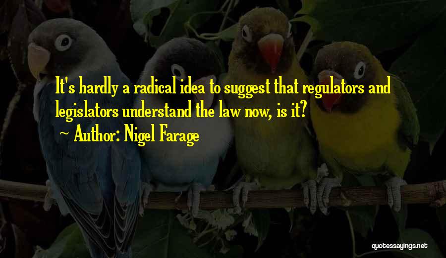 Nigel Farage Quotes: It's Hardly A Radical Idea To Suggest That Regulators And Legislators Understand The Law Now, Is It?