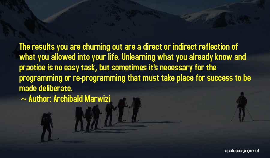 Archibald Marwizi Quotes: The Results You Are Churning Out Are A Direct Or Indirect Reflection Of What You Allowed Into Your Life. Unlearning