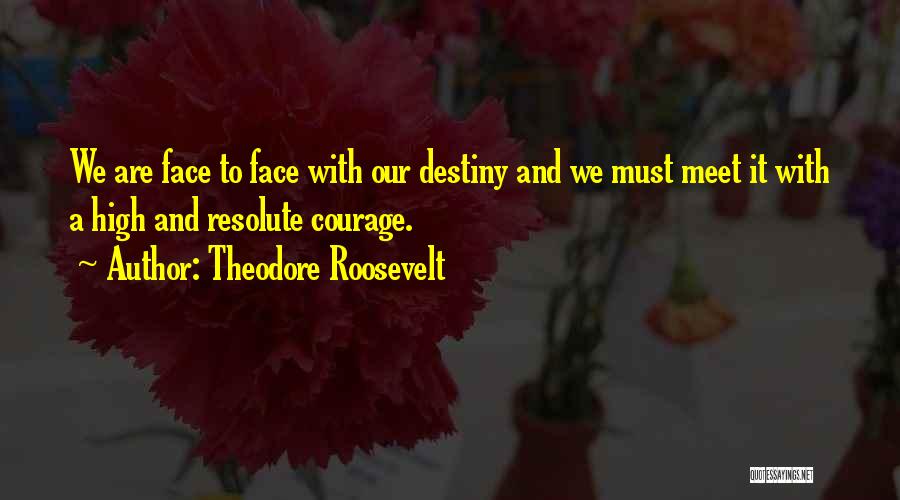 Theodore Roosevelt Quotes: We Are Face To Face With Our Destiny And We Must Meet It With A High And Resolute Courage.