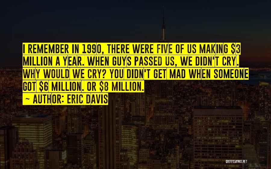 Eric Davis Quotes: I Remember In 1990, There Were Five Of Us Making $3 Million A Year. When Guys Passed Us, We Didn't