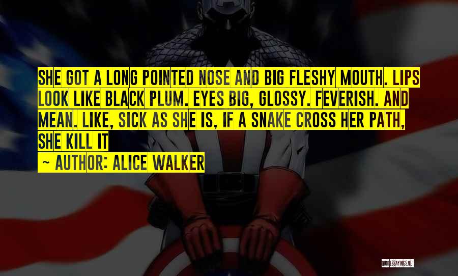 Alice Walker Quotes: She Got A Long Pointed Nose And Big Fleshy Mouth. Lips Look Like Black Plum. Eyes Big, Glossy. Feverish. And