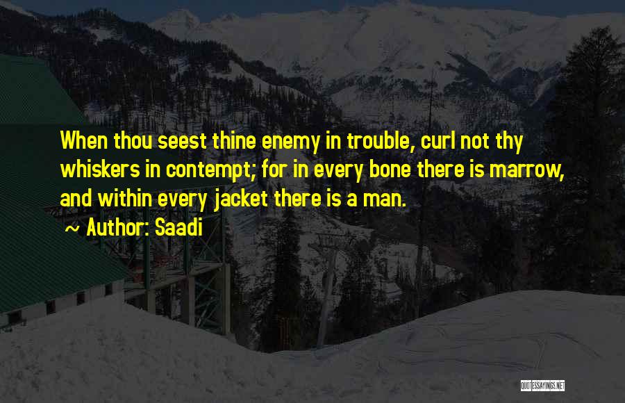 Saadi Quotes: When Thou Seest Thine Enemy In Trouble, Curl Not Thy Whiskers In Contempt; For In Every Bone There Is Marrow,