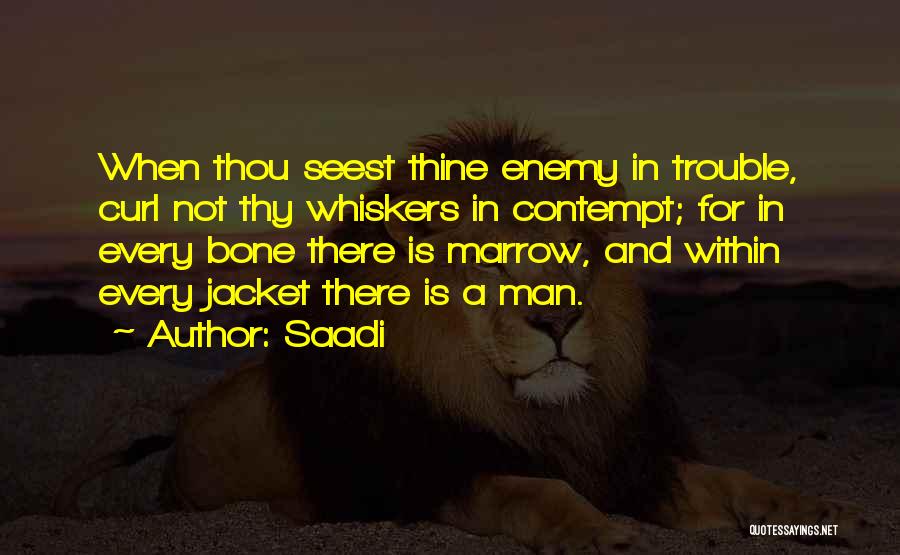 Saadi Quotes: When Thou Seest Thine Enemy In Trouble, Curl Not Thy Whiskers In Contempt; For In Every Bone There Is Marrow,