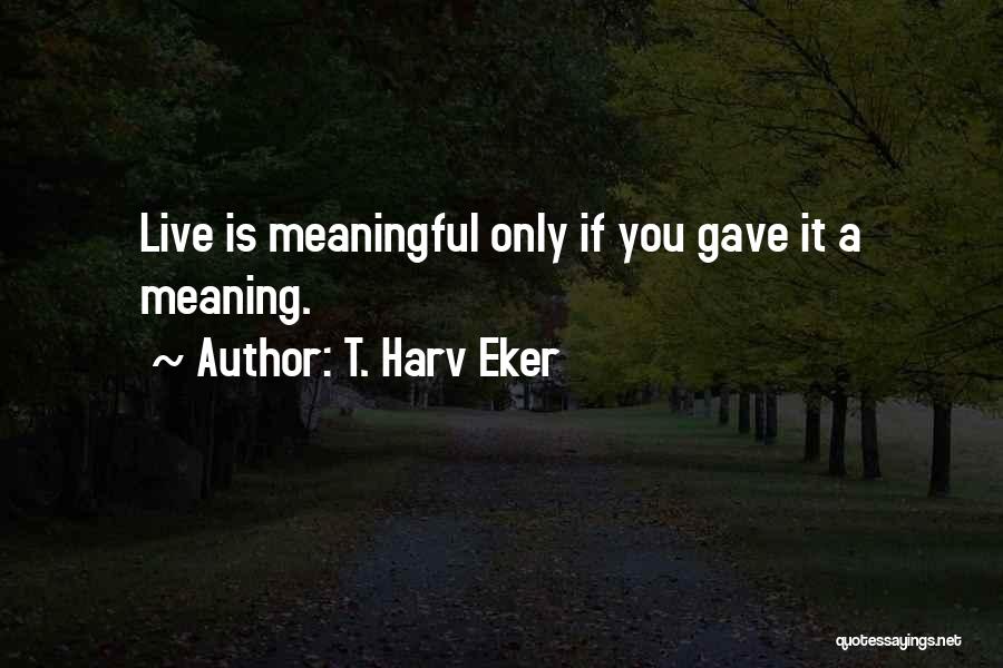 T. Harv Eker Quotes: Live Is Meaningful Only If You Gave It A Meaning.