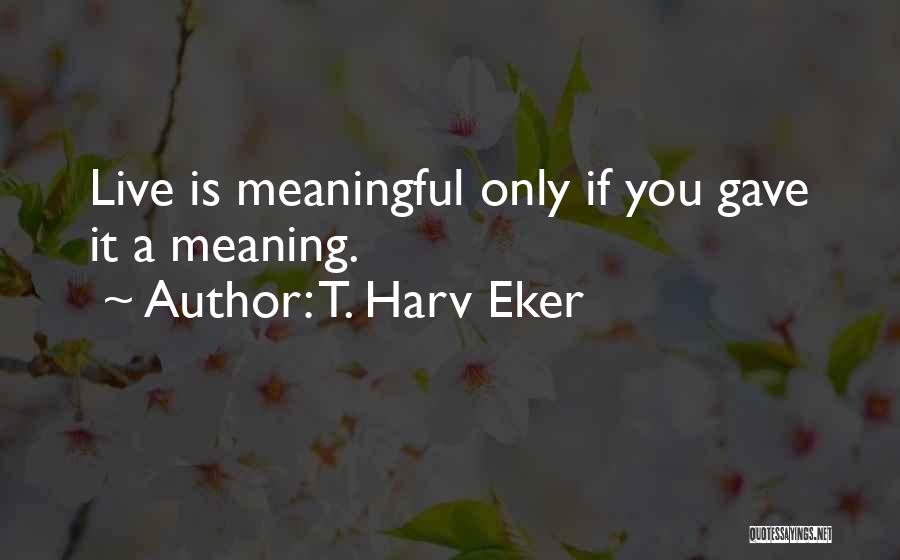 T. Harv Eker Quotes: Live Is Meaningful Only If You Gave It A Meaning.