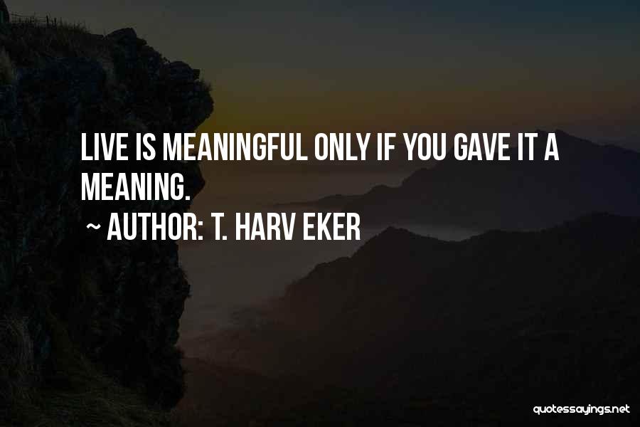 T. Harv Eker Quotes: Live Is Meaningful Only If You Gave It A Meaning.