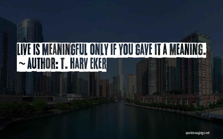 T. Harv Eker Quotes: Live Is Meaningful Only If You Gave It A Meaning.