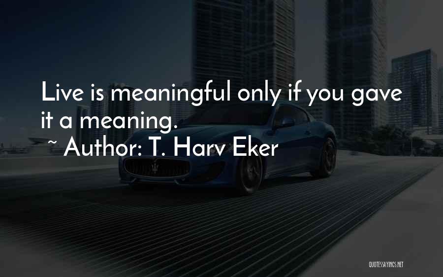 T. Harv Eker Quotes: Live Is Meaningful Only If You Gave It A Meaning.