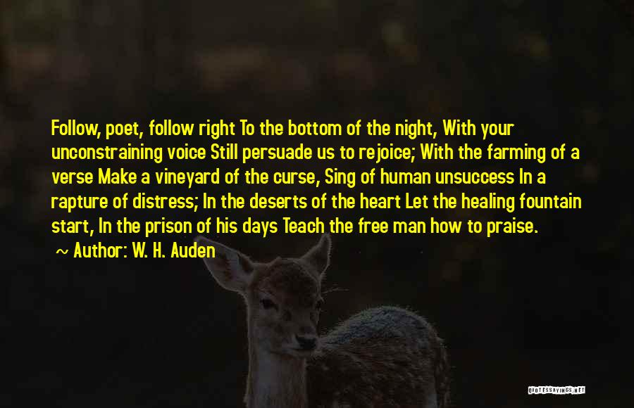 W. H. Auden Quotes: Follow, Poet, Follow Right To The Bottom Of The Night, With Your Unconstraining Voice Still Persuade Us To Rejoice; With