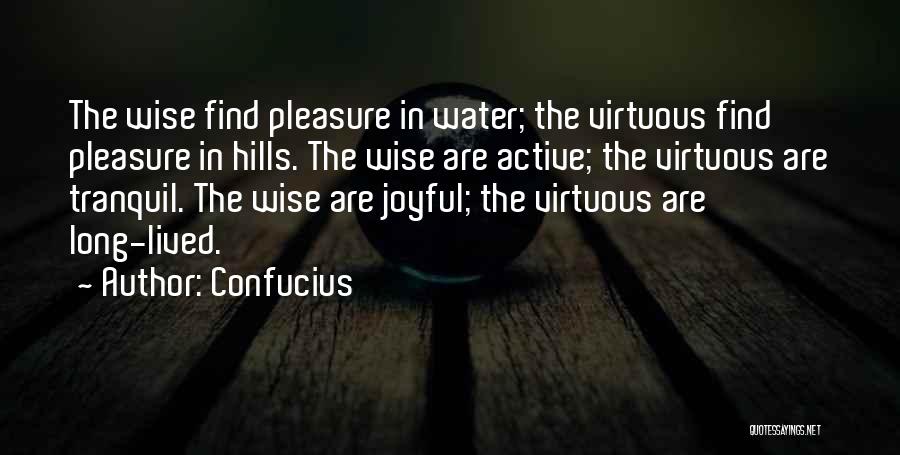 Confucius Quotes: The Wise Find Pleasure In Water; The Virtuous Find Pleasure In Hills. The Wise Are Active; The Virtuous Are Tranquil.