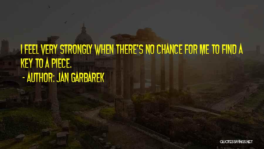 Jan Garbarek Quotes: I Feel Very Strongly When There's No Chance For Me To Find A Key To A Piece.
