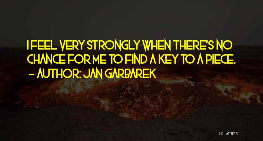 Jan Garbarek Quotes: I Feel Very Strongly When There's No Chance For Me To Find A Key To A Piece.