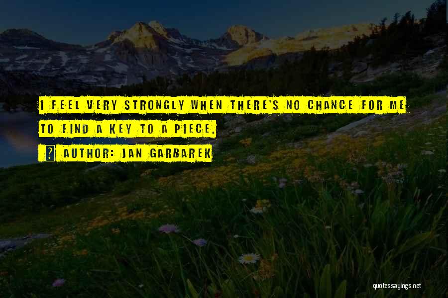 Jan Garbarek Quotes: I Feel Very Strongly When There's No Chance For Me To Find A Key To A Piece.