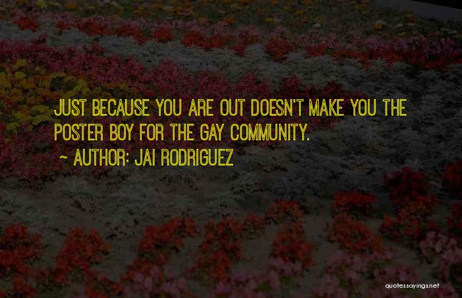 Jai Rodriguez Quotes: Just Because You Are Out Doesn't Make You The Poster Boy For The Gay Community.