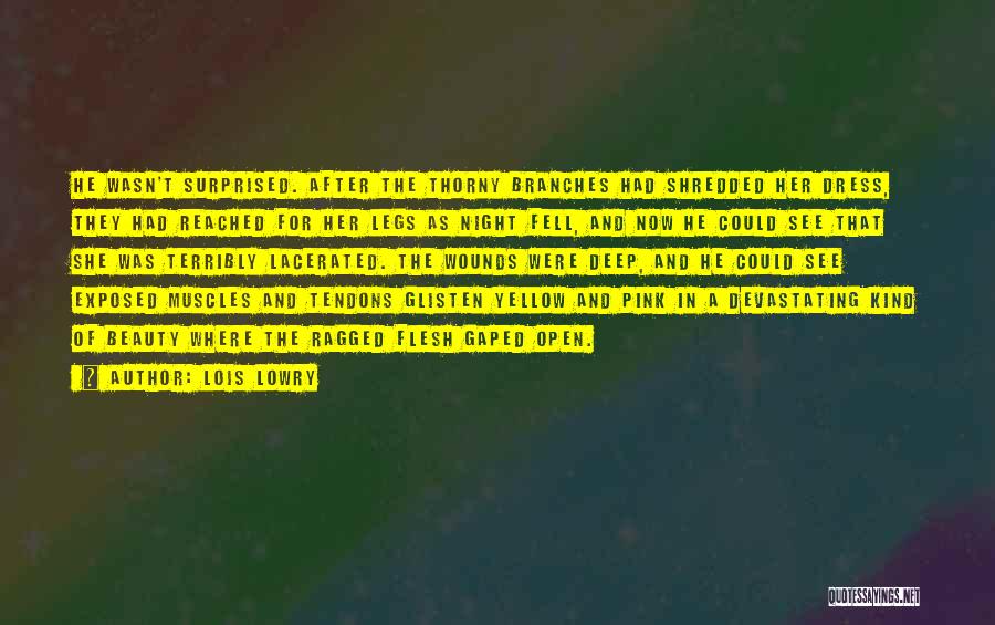 Lois Lowry Quotes: He Wasn't Surprised. After The Thorny Branches Had Shredded Her Dress, They Had Reached For Her Legs As Night Fell,