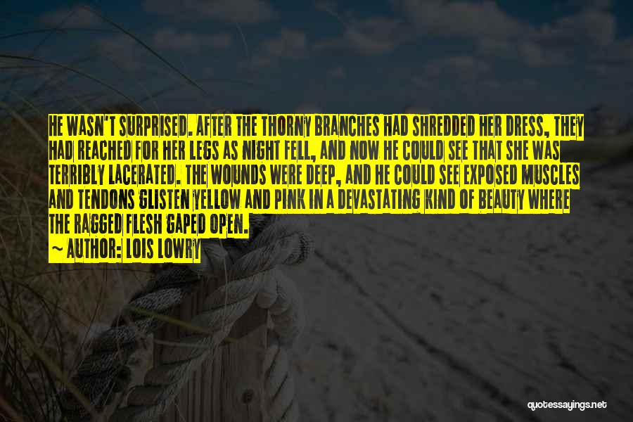 Lois Lowry Quotes: He Wasn't Surprised. After The Thorny Branches Had Shredded Her Dress, They Had Reached For Her Legs As Night Fell,