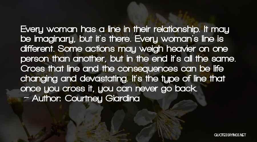 Courtney Giardina Quotes: Every Woman Has A Line In Their Relationship. It May Be Imaginary, But It's There. Every Woman's Line Is Different.