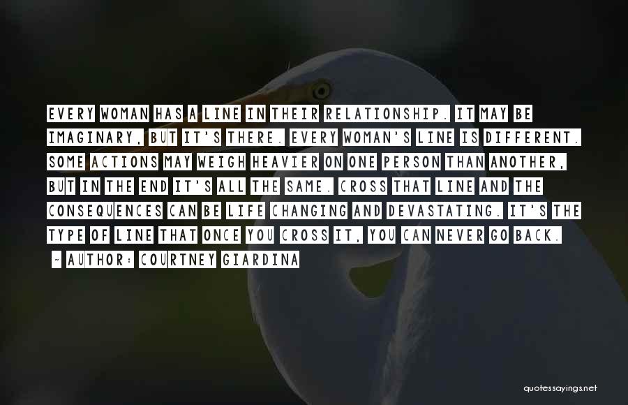 Courtney Giardina Quotes: Every Woman Has A Line In Their Relationship. It May Be Imaginary, But It's There. Every Woman's Line Is Different.