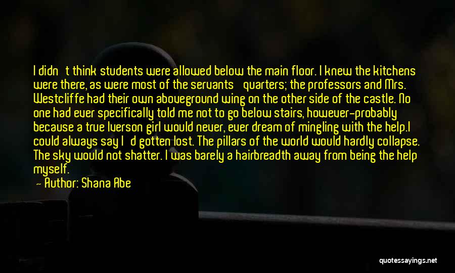 Shana Abe Quotes: I Didn't Think Students Were Allowed Below The Main Floor. I Knew The Kitchens Were There, As Were Most Of