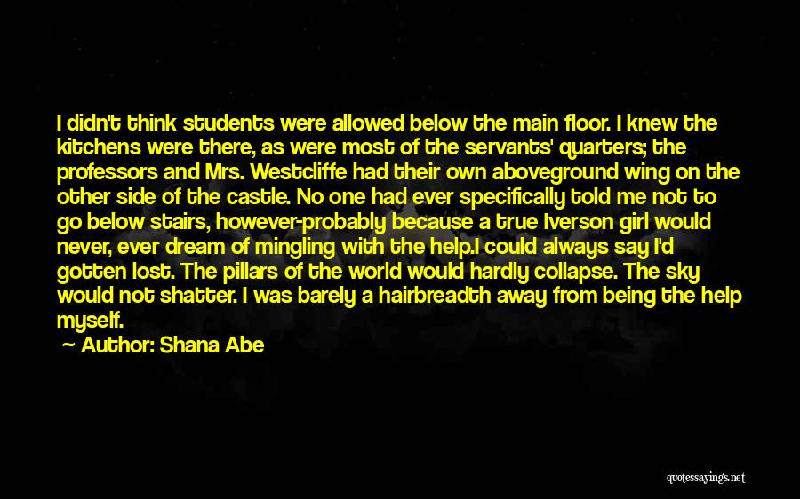 Shana Abe Quotes: I Didn't Think Students Were Allowed Below The Main Floor. I Knew The Kitchens Were There, As Were Most Of