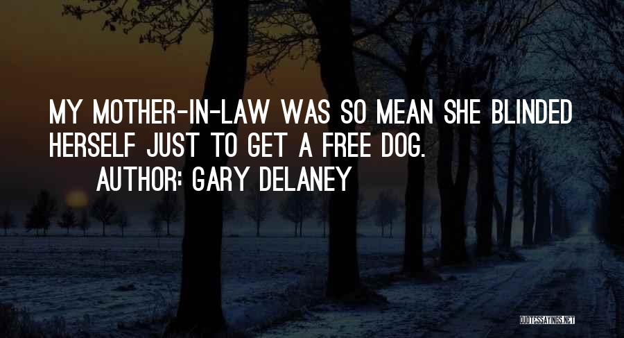 Gary Delaney Quotes: My Mother-in-law Was So Mean She Blinded Herself Just To Get A Free Dog.