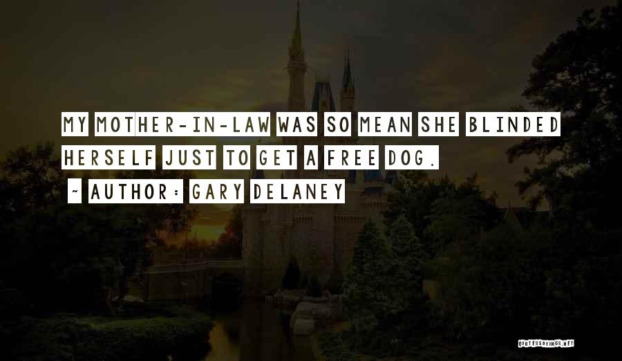 Gary Delaney Quotes: My Mother-in-law Was So Mean She Blinded Herself Just To Get A Free Dog.