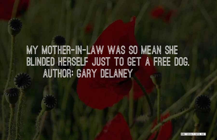 Gary Delaney Quotes: My Mother-in-law Was So Mean She Blinded Herself Just To Get A Free Dog.